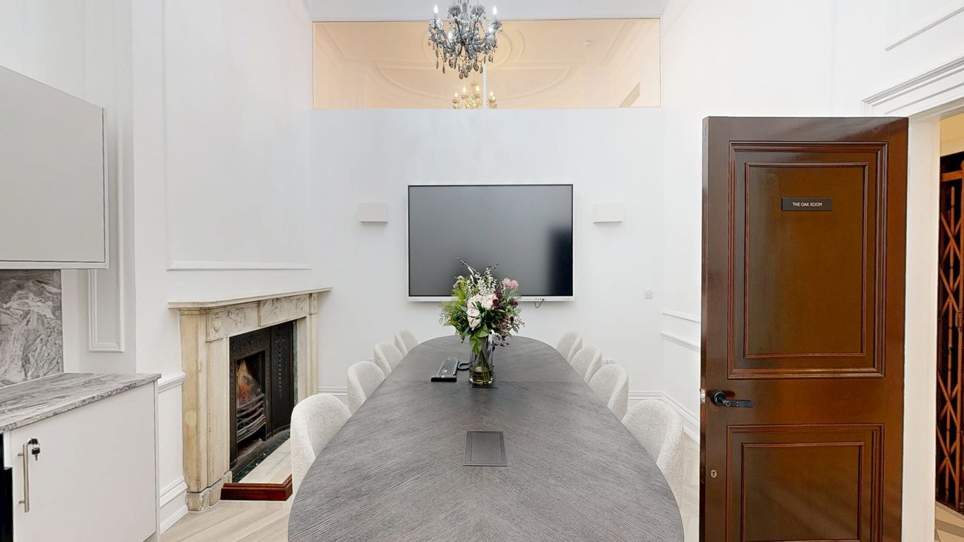 The Oak Room boardroom at 82 Harley Street